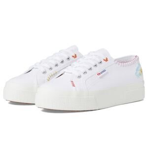 Superga 2740 Happy logo White Canvas Lace Up Sneakers Sz Men 8.5, Women 10 M